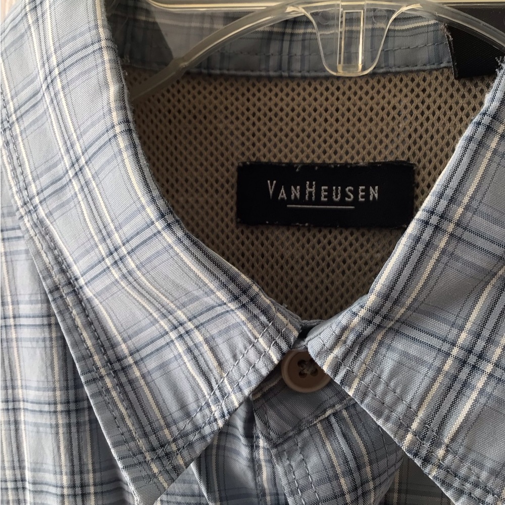 Van Heusen Men's Light Blue Plaid Shirt - Picture 5 of 6